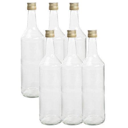 6x Pieces DIY gift/decoration bottles with cap glass 1000ml 8,5 x 31 cm