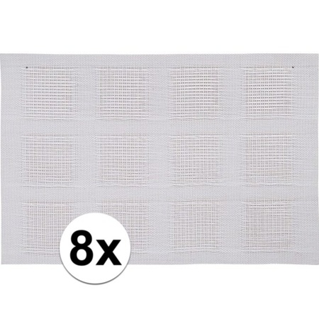 8x Placemats white woven 45 cm