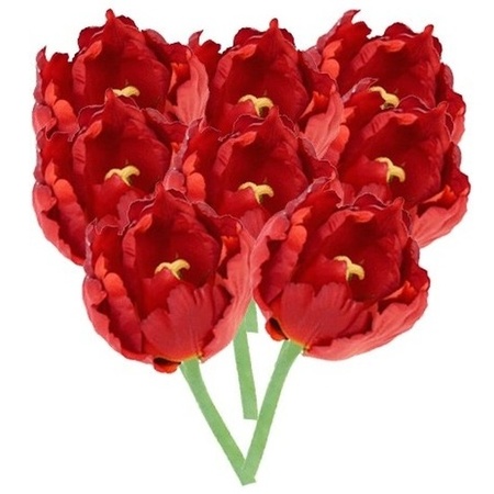 8x Red tulip deluxe artificial flowers 25 cm