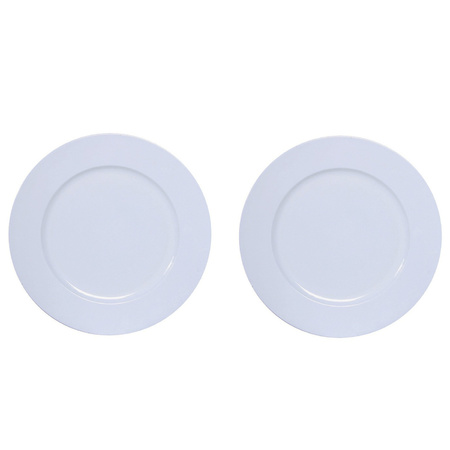 8x Diner plates/platters white shiny 33 cm round