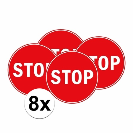 8x Stopbord stickers 15 cm