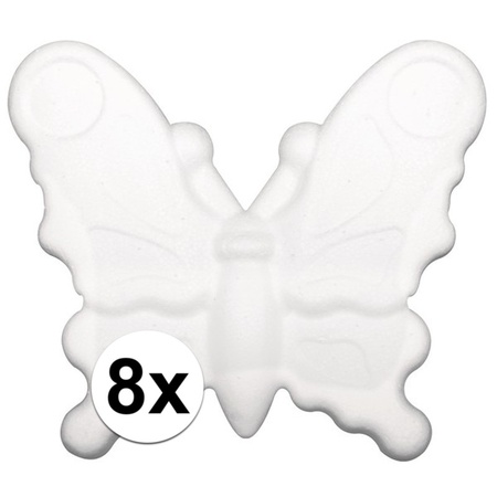 8x stuks piepschuim vlinders van 12,5 cm 