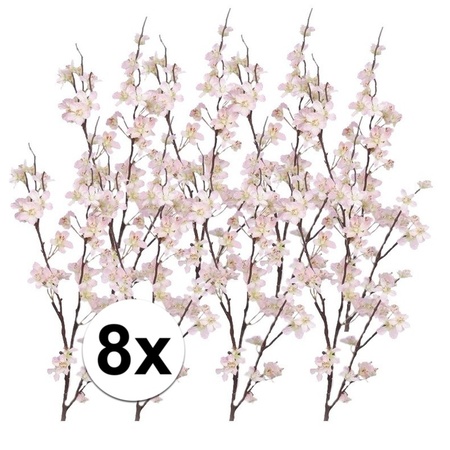 8x Pieces pink apple blossom artificial flower/branch with 17 flowers 84 cm