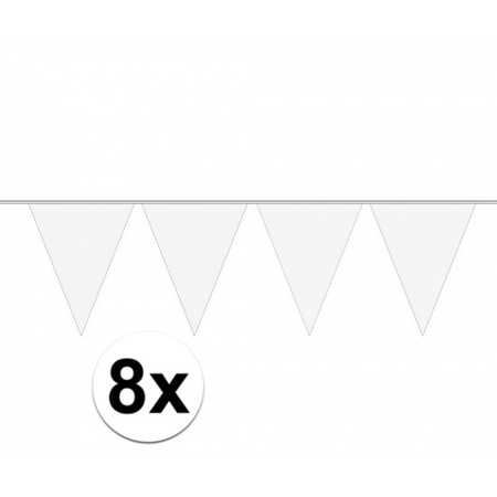 8x stuks Vlaggenlijnen wit 10 meter
