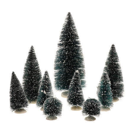 9x pcs christmas village miniature pine trees white 6 - 20 cm