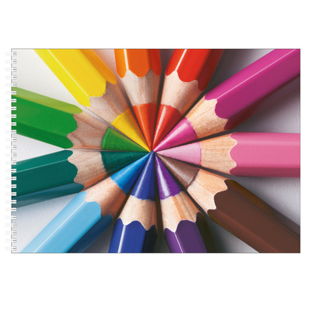 Sketchbook multi-colors white paper A4 with 36 color pencils