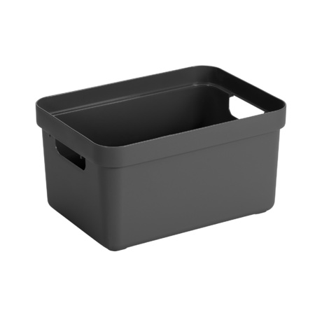 Darkgrey home boxes storage box 13 liters plastic with transparent lid