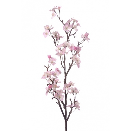 Vase with 5 pink appleblossom artificial flower branches 104 cm