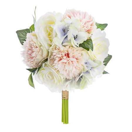 Atmosphera carnation bouquet artificial flowers white/pink 26 cm