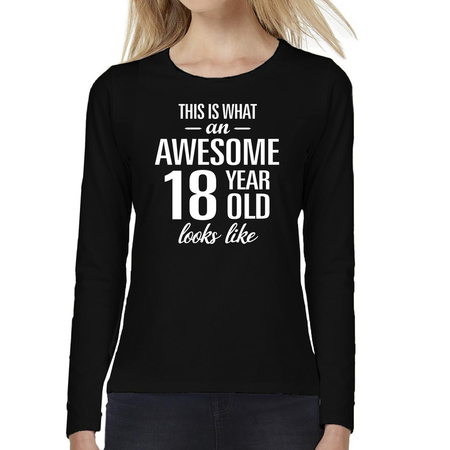 Awesome 18 year shirt long sleeves black for women