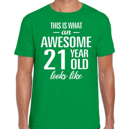 Awesome 21 year t-shirt green for men
