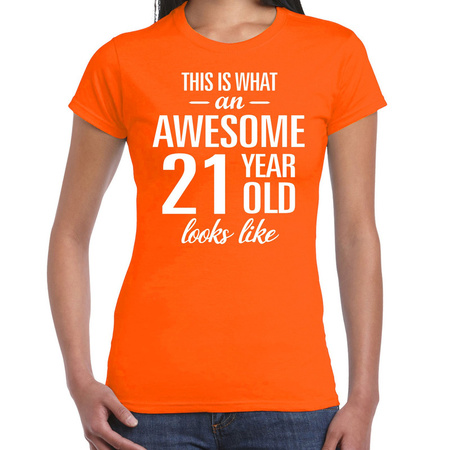 Awesome 21 year t-shirt orange for women