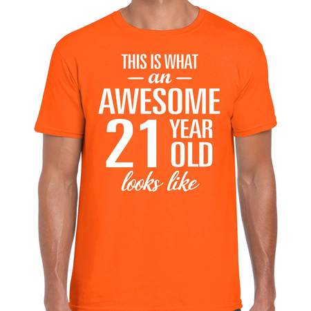 Awesome 21 year t-shirt orange for men