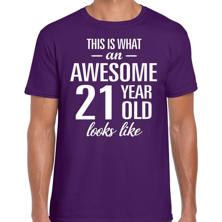 Awesome 21 year t-shirt purple for men