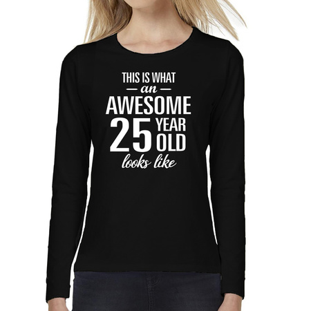 Awesome 25 year shirt long sleeves black for women