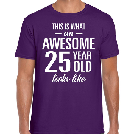 Awesome 25 year / 25 jaar cadeau t-shirt paars heren