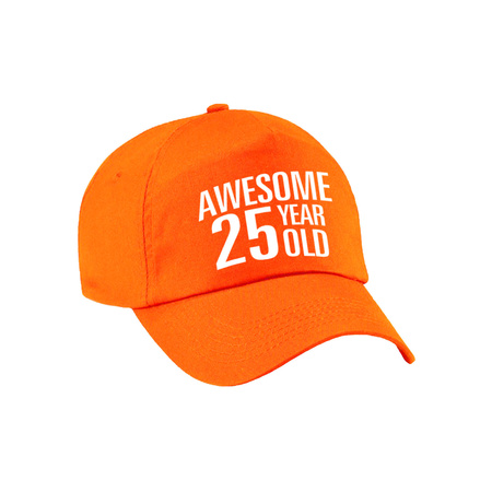 Awesome 25 year old verjaardag pet / cap oranje voor dames en heren