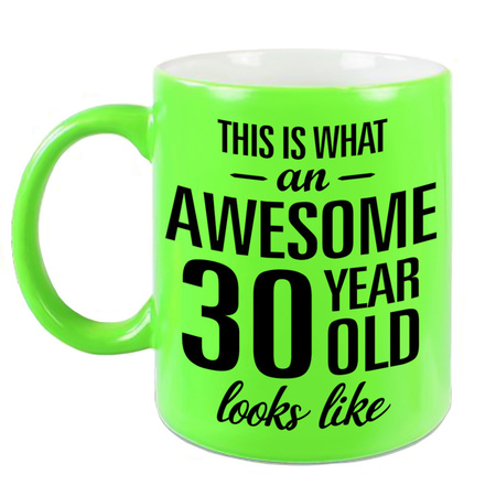 Awesome 30 year neon green mug 330 ml