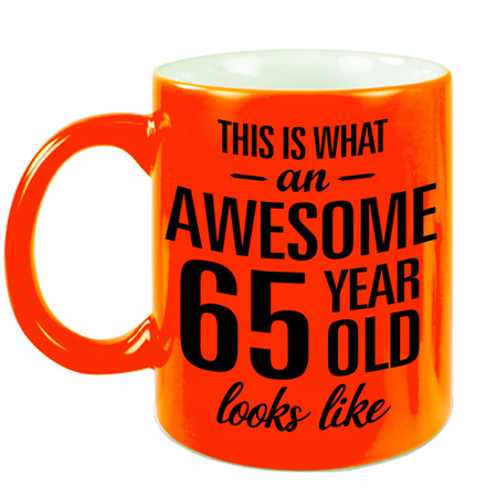 Awesome 65 year neon orange mug 330 ml