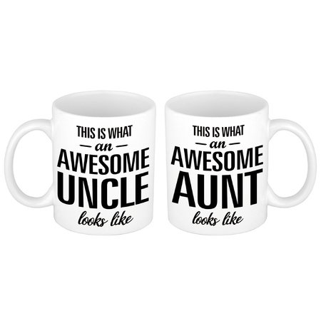 Awesome Aunt en Uncle looks like mug - Gift cup set for Aunt and Uncle