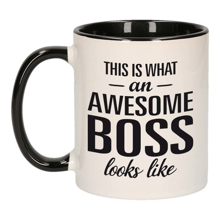 Awesome boss gift mug black / white 300 ml