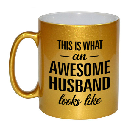 Awesome husband / echtgenoot gouden cadeau mok / beker 330 ml