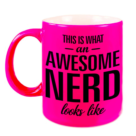 Awesome nerd neon pink mug 330 ml