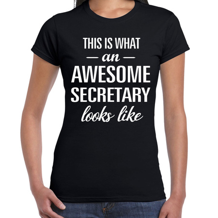 Awesome secretary / secretaresse cadeau t-shirt zwart dames