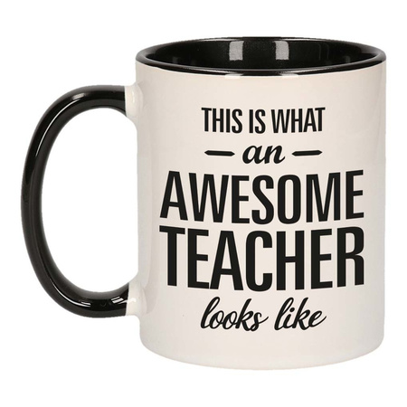 Awesome teacher gift mug black / white 300 ml