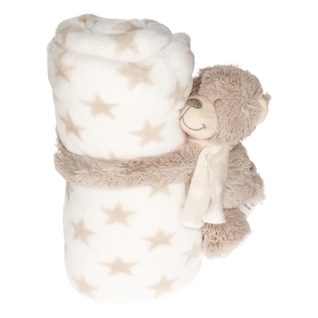 Baby/kids white blanket with teddy bear