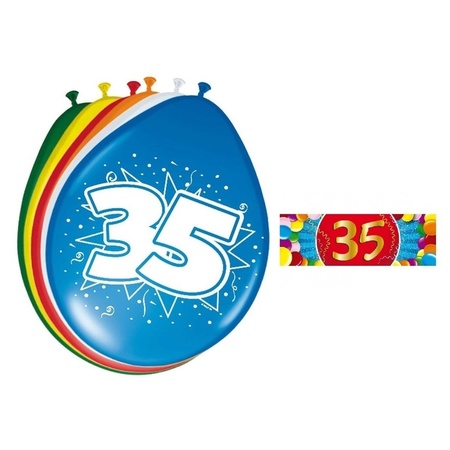 Ballonnen 35 jaar van 30 cm 16 stuks + gratis sticker