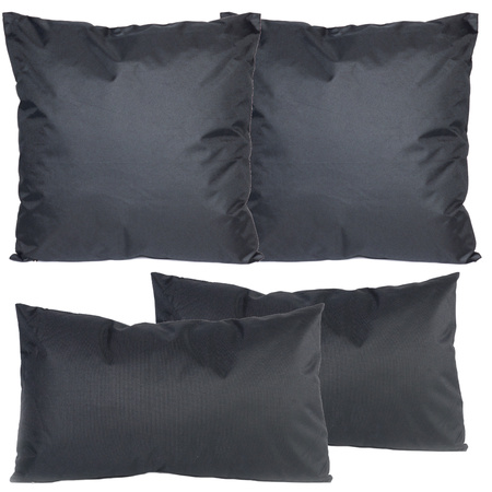 Pillows for garden couch set 4x - black - 45 x 45 x 10  en 30 x 50 x 10 cm