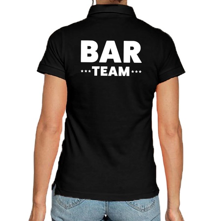 Bar team / personeel tekst polo shirt zwart voor dames