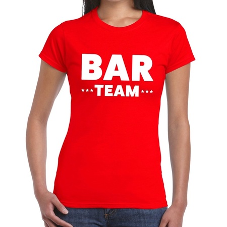 Bar Team / personeel tekst t-shirt rood dames