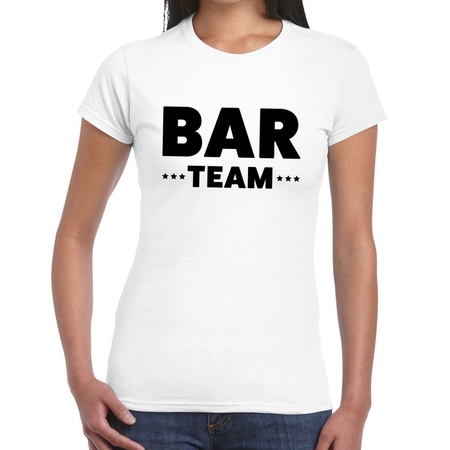 Bar team / personeel tekst t-shirt wit dames
