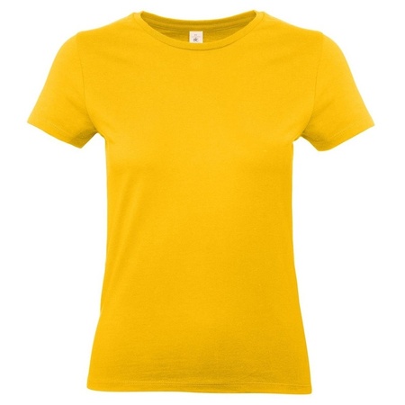 Basic dames t-shirt goud geel met ronde hals
