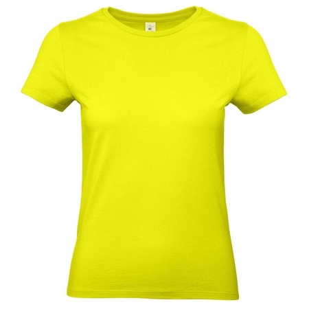 Basic dames t-shirt neon geel met ronde hals