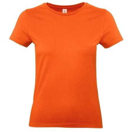 Basic dames t-shirt oranje met ronde hals