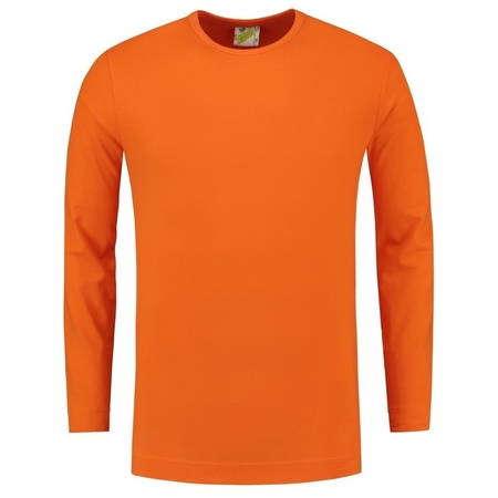 Basic stretch shirt lange mouwen/longsleeve oranje voor heren