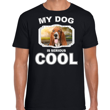 Basset hound dog t-shirt my dog is serious cool black for men