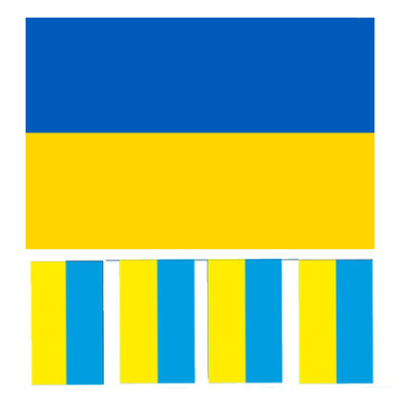 Bellatio Decorations - Flags deco set - Ukrain - Flag 90 x 150 cm and guirlande 4 meters