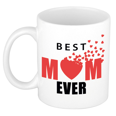 Best mom ever hartjes cadeau mok / beker wit 