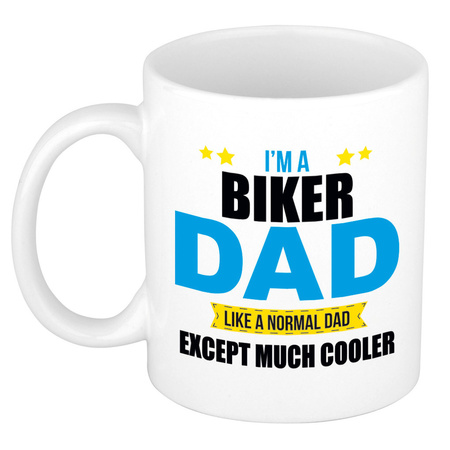 Biker dad gift mug white 300 ml