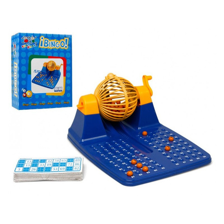 Bingo game blue/yellow/orange complete set numbers 1-90 with wheel/drum and cards