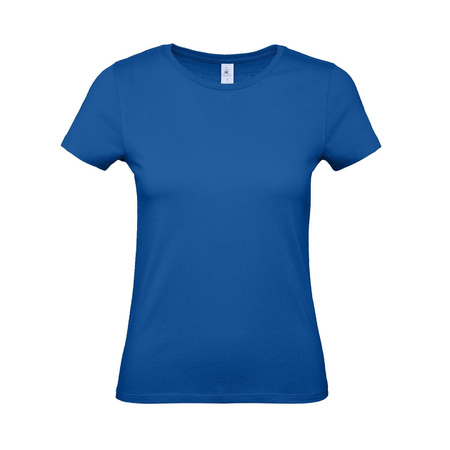 Blauw basic t-shirts met ronde hals voor dames van katoen