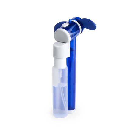 Blue hand ventilator with water sprayer 16 cm