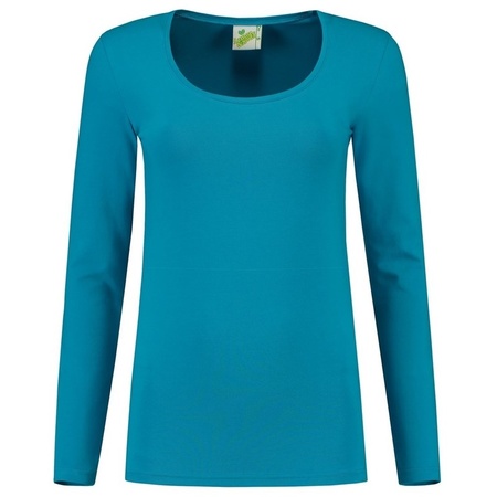 Shirt crewneck longsleeve turquoise for ladies