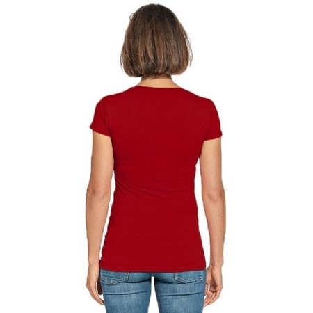 Bodyfit dames t-shirt rood met ronde hals