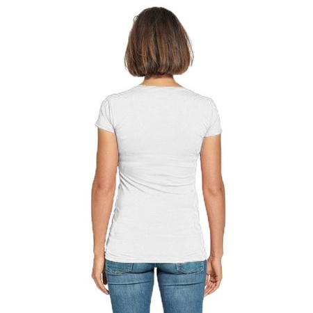 Bodyfit dames t-shirt wit met ronde hals