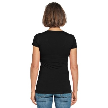 Bodyfit dames t-shirt zwart met ronde hals